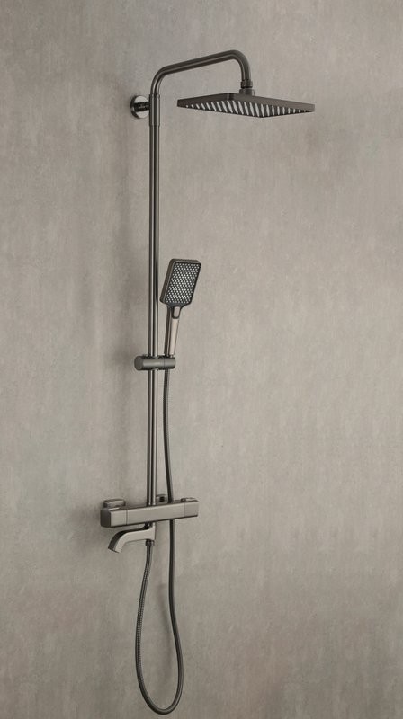 Душевая стойка Gappo G91 G2491-9 с термостатом, оружейная сталь