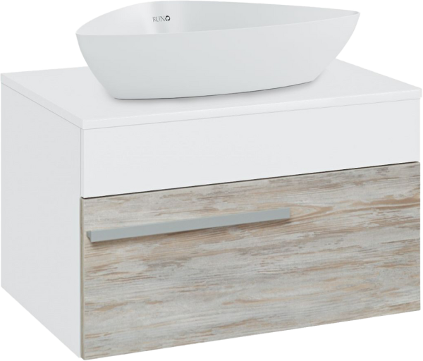 Тумба с раковиной Runo Вудлайн 65 подвесная, скандинавский дуб, раковина Terzo 60
