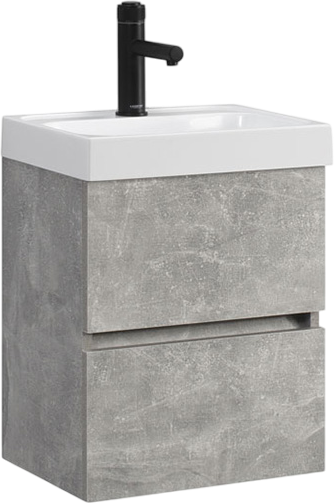 Тумба с раковиной Belux Бостон 40 подвесная, бетон чикаго светло-серый, 2 ящика