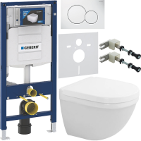 Комплект Унитаз подвесной Duravit Starck 3 + Крышка 0063890000 с микролифтом + Инсталляция Geberit Duofix UP 320 111.300.00.5 + Кнопка Sigma 01 115.770.11.5 белая + Крепления 111.815.00.1 к стене + Звукоизоляция