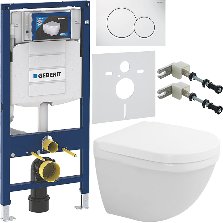Комплект Унитаз подвесной Duravit Starck 3 + Крышка 0063890000 с микролифтом + Инсталляция Geberit Duofix UP 320 111.300.00.5 + Кнопка Sigma 01 115.770.11.5 белая + Крепления 111.815.00.1 к стене + Звукоизоляция