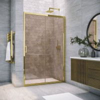 Душевая дверь в нишу Vegas Glass ZP Tur Novo h1900 140 09 05 профиль золото, стекло бронза