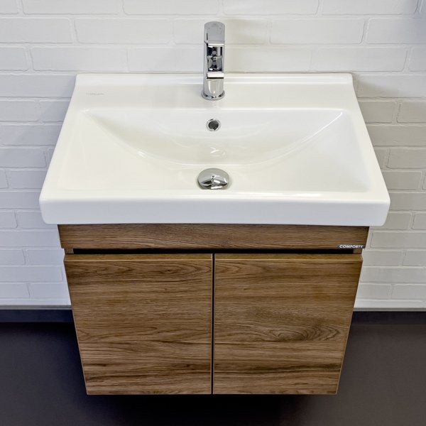 Мебель для ванной комнаты Comforty Осло 60 подвесная, темно-коричневый дуб