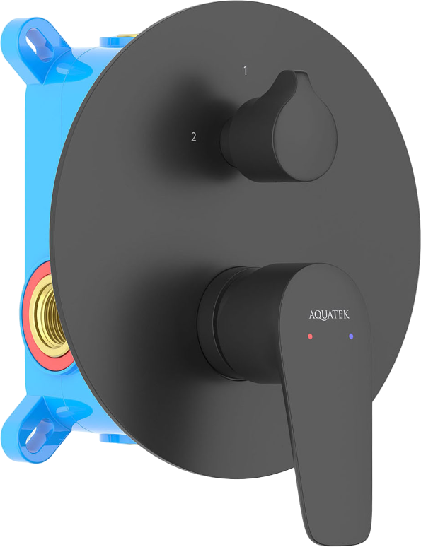 Встраиваемый смеситель для душа и ванны AQUATEK Бетта AQ1146MB С ВНУТРЕННЕЙ ЧАСТЬЮ, матовый черный