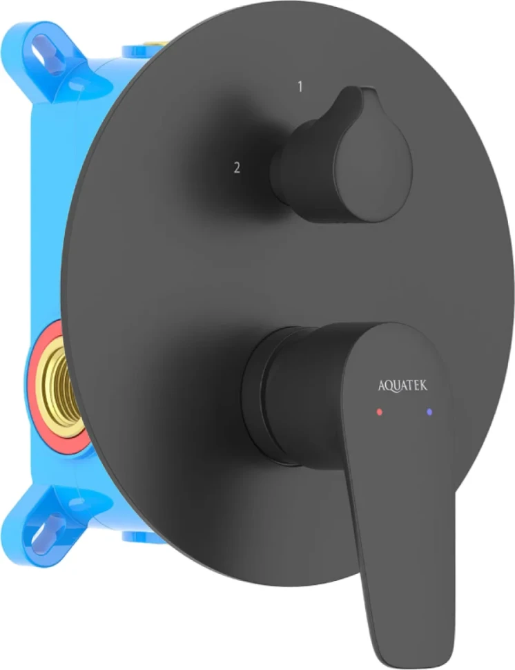 Встраиваемый смеситель для душа и ванны AQUATEK Бетта AQ1146MB С ВНУТРЕННЕЙ ЧАСТЬЮ, матовый черный