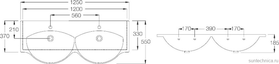 Раковина Hatria Sophie Y0Q501 125 см, белая