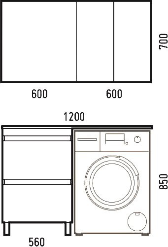 Тумба с раковиной Corozo Альтаир 120 под стиральную машину R
