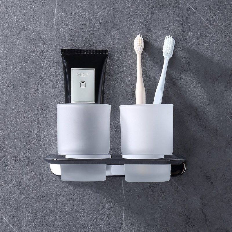 Стакан для ванной Abber Nord AA1557 настенный, хром, стеклянный, двойной