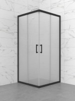 Душевой уголок Triton Фикс 80x80 см, без поддона, профиль черный, стекло вельвет