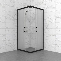 Душевой уголок Triton Фикс 80x80 см, без поддона, профиль черный, стекло вельвет