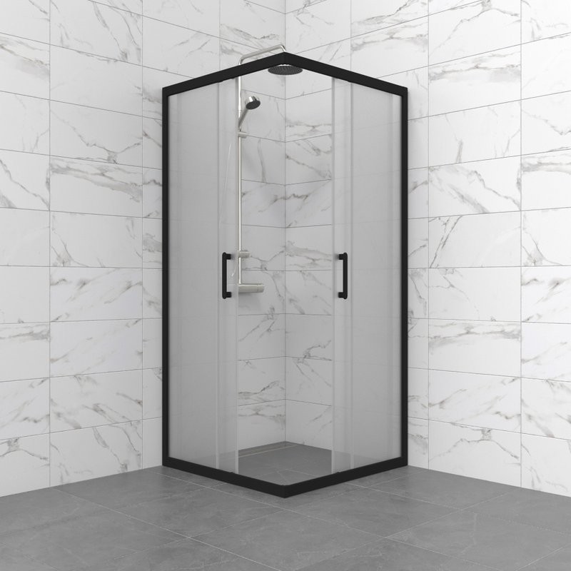 Душевой уголок Triton Фикс 80x80 см, без поддона, профиль черный, стекло вельвет