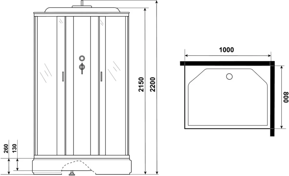 Душевая кабина Niagara Classic NG-33084-14QG 100х80 см, с гидромассажем