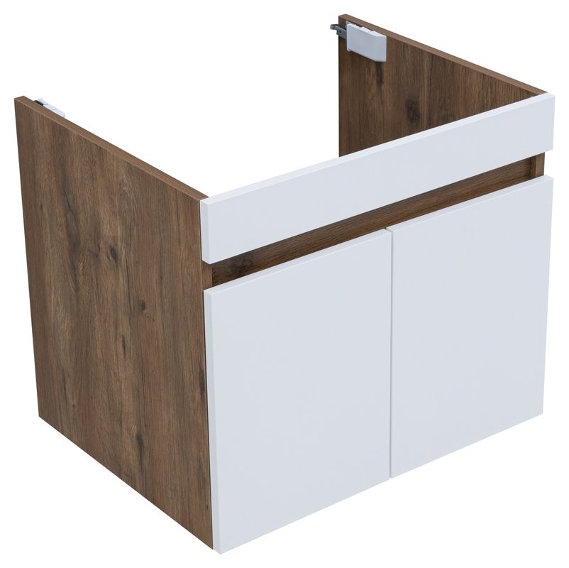 Тумба под раковину без столешницы Aquanet Оптима 60 подвесная, дуб рустикальный, белый сатин