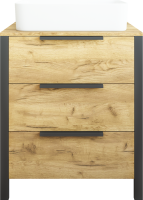 Тумба с раковиной Sanflor Гард 70 напольная, дуб крафт золотой, черный