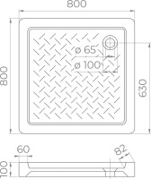 Поддон для душа RGW Ceramics CR-088 80х80х10