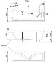 Акриловая ванна Marka One Modern 160x70 см, пристенная, белая, на ножках