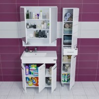 Мебель для ванной комнаты СаНта Омега 80 напольная, 3 дверцы