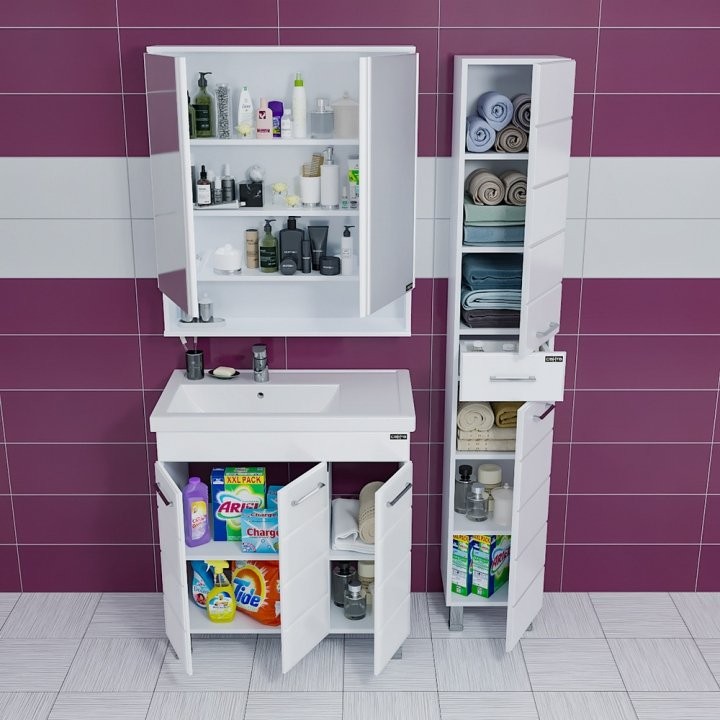 Мебель для ванной комнаты СаНта Омега 80 напольная, 3 дверцы