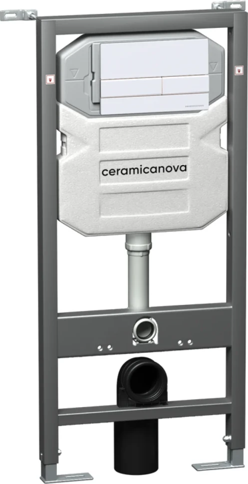 Комплект Унитаз подвесной Ceramicanova Balearica CN6000 безободковый, с микролифтом + Инсталляция Envision CN1002W + Кнопка Flat, белая