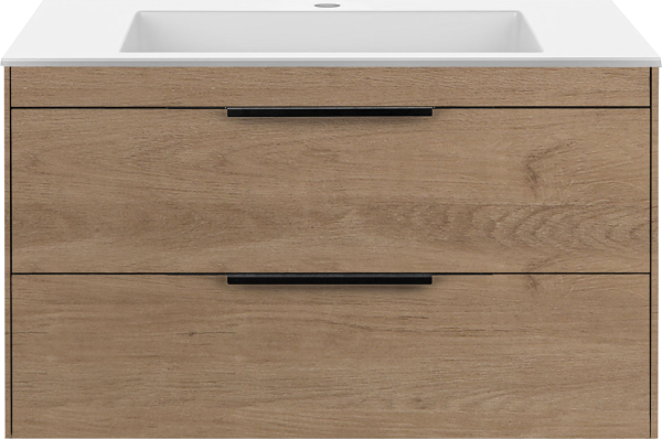 Тумба под раковину Vincea Chiara 2D 80, подвесная, 2 ящика, натуральный дуб