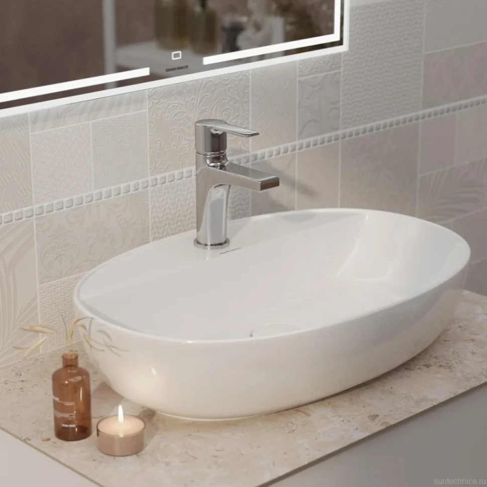 Накладная раковина KERAMA MARAZZI Plaza 60 накладная, белая глянцевая