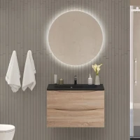 Тумба с раковиной BelBagno Marino 80 подвесная, rovere bianco, черная раковина