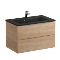 Тумба с раковиной BelBagno Marino 80 подвесная, rovere bianco, черная раковина