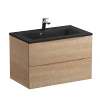 Тумба с раковиной BelBagno Marino 80 подвесная, rovere bianco, черная раковина