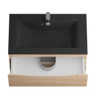 Тумба с раковиной BelBagno Marino 80 подвесная, rovere bianco, черная раковина