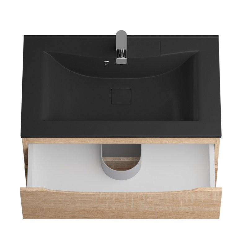Тумба с раковиной BelBagno Marino 80 подвесная, rovere bianco, черная раковина