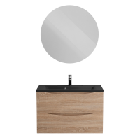 Тумба с раковиной BelBagno Marino 80 подвесная, rovere bianco, черная раковина