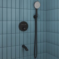 Душевой комплект STWORKI Левангер S07210BK С ВНУТРЕННЕЙ ЧАСТЬЮ, изливом, матовый чёрный