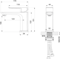Смеситель для раковины Wonzon & Woghand WW-88139003-BG брашированное золото Смеситель для раковины Wonzon & Woghand WW-88139003-BG брашированное золото