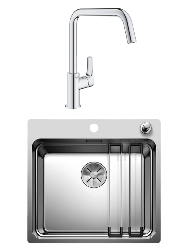 Комплект Мойка Blanco Etagon 500-IF с клапаном-автоматом + Смеситель Grohe Eurosmart
