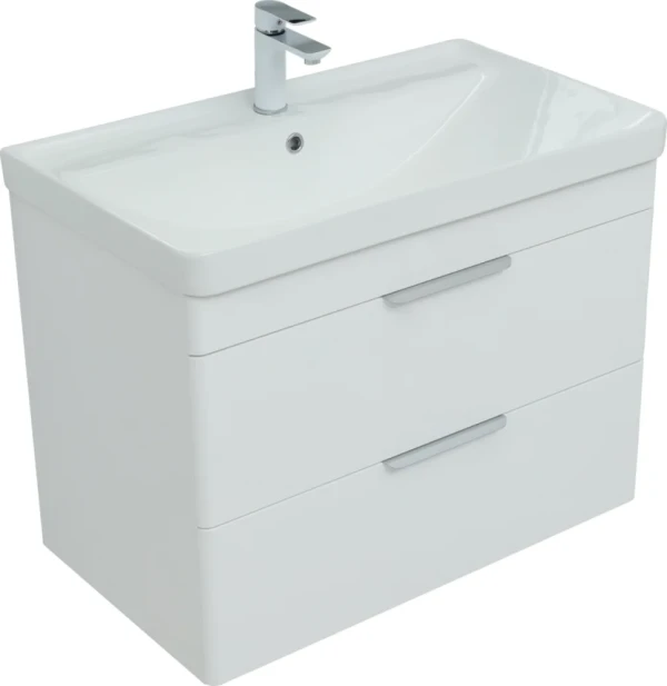 Тумба с раковиной Aquanet Ирис new 80 подвесная, 2 ящика
