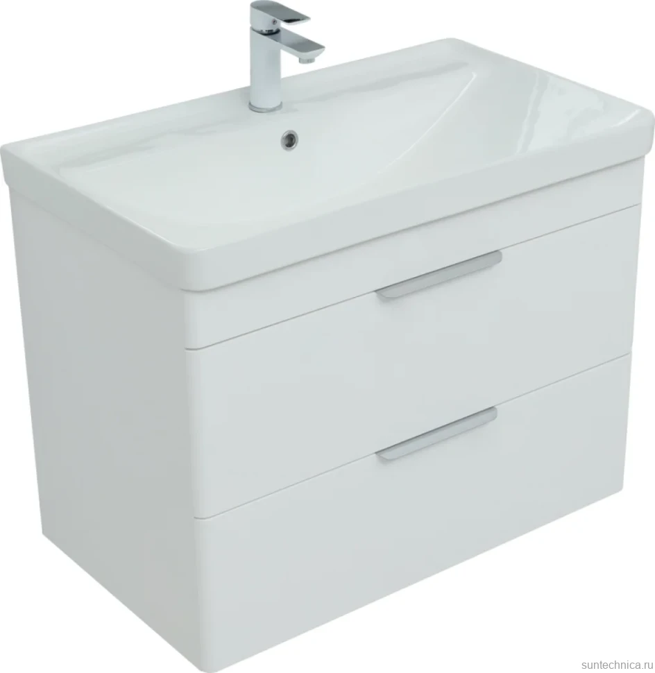 Тумба с раковиной Aquanet Ирис new 80 подвесная, 2 ящика