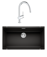 Комплект Мойка Blanco Subline 800-U черная + Смеситель Grohe Minta 3291800E хром