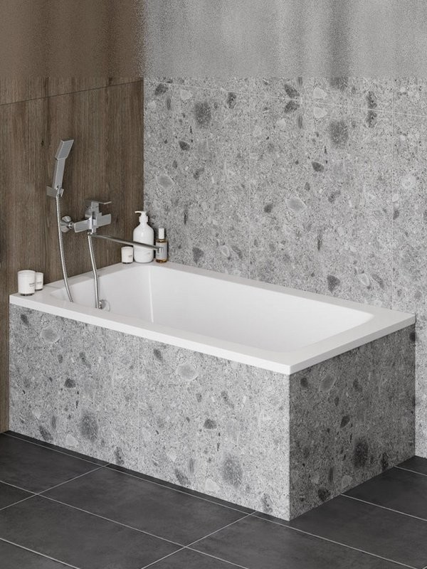 Акриловая ванна Teymi Helmi 120x70 см, пристенная, белая, с каркасом