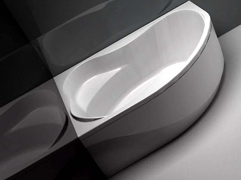Акриловая ванна Aquanet Capri 00205476 L 160x100 см, угловая, левая, пристенная, белая, асимметричная, с каркасом, с сиденьем
