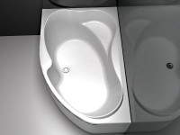 Акриловая ванна Aquanet Capri 00205476 L 160x100 см, угловая, левая, пристенная, белая, асимметричная, с каркасом, с сиденьем