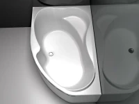 Акриловая ванна Aquanet Capri 00205476 L 160x100 см, угловая, левая, пристенная, белая, асимметричная, с каркасом, с сиденьем