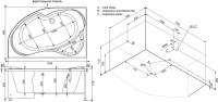 Акриловая ванна Aquanet Capri 00205476 L 160x100 см, угловая, левая, пристенная, белая, асимметричная, с каркасом, с сиденьем