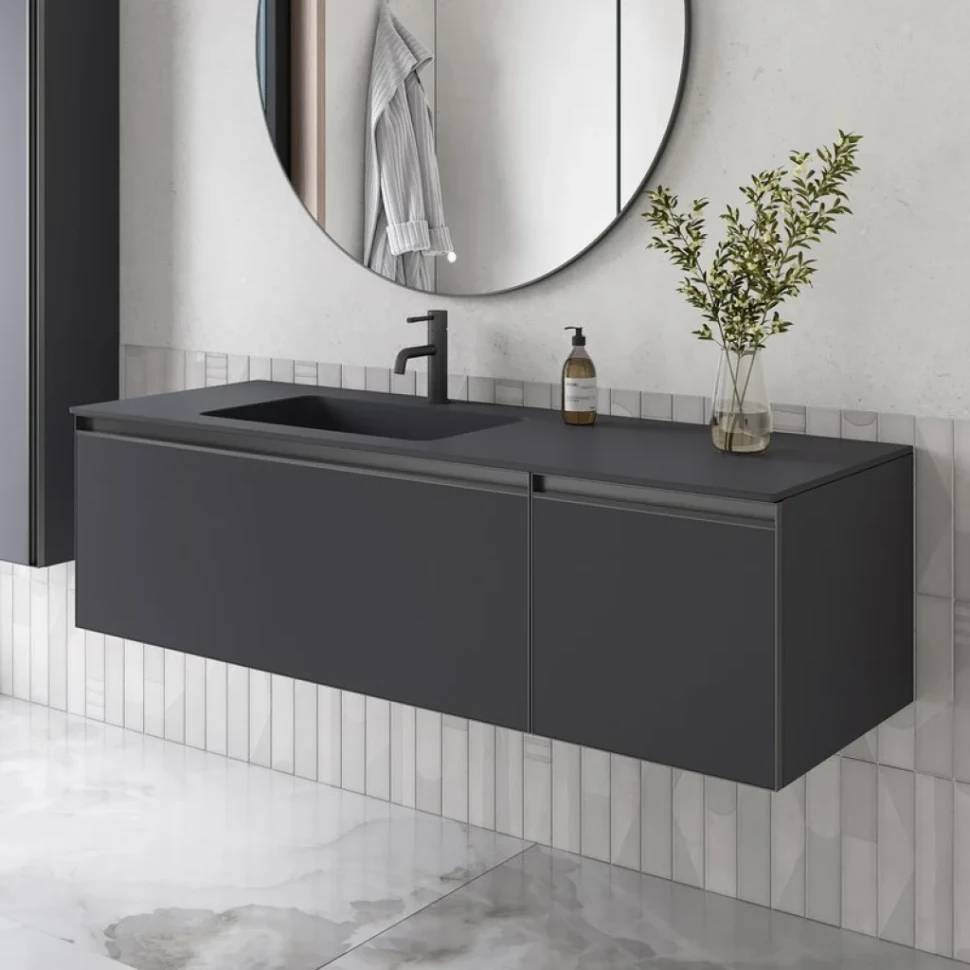 Тумба с раковиной Armadi Art Quatro 2 140 anthracite, с раковиной anthracite