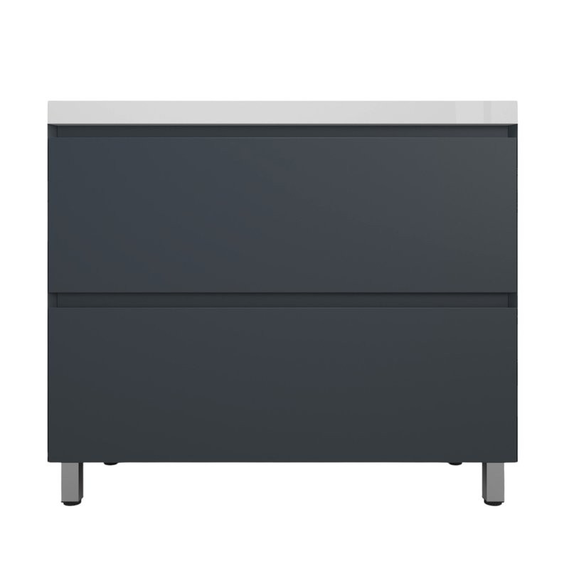 Тумба напольная "Манхэттен 100" ЭМАЛЬ, под раковину ASTI, 2 ящика, PLUS, графит