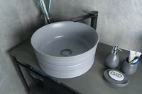 Накладная раковина GID Esfera Gm969 41 матовая серая, круглая, фаянс