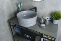 Накладная раковина GID Esfera Gm969 41 матовая серая, круглая, фаянс