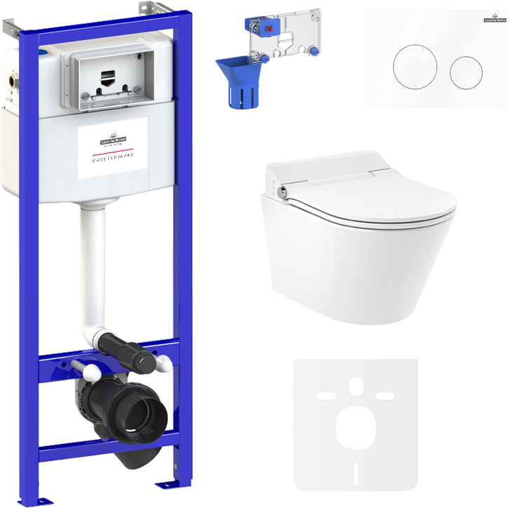 Комплект Lavinia Boho Унитаз подвесной Smart V-Clean 335901RS с микролифтом + Инсталляция RelFix 38010010 + Кнопка RelFix 3805002W + Дозатор RelFix 38040010