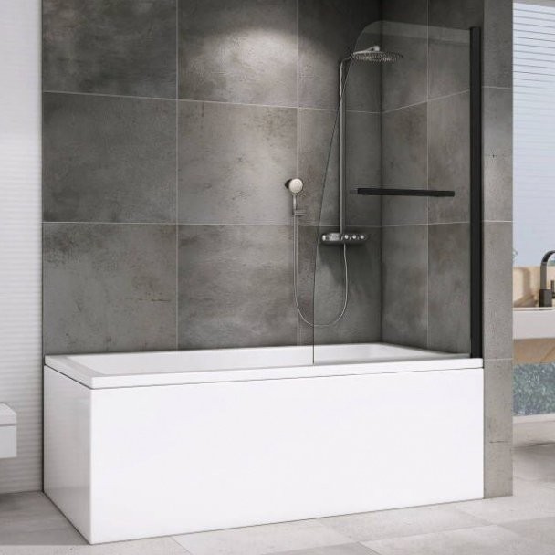 Шторка на ванну Abber Ewiges Wasser AG50080B 80x140, профиль черный, стекло прозрачное