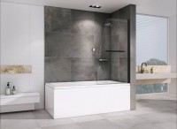 Шторка на ванну Abber Ewiges Wasser AG50080B 80x140, профиль черный, стекло прозрачное