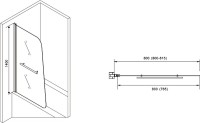 Шторка на ванну Abber Ewiges Wasser AG50080B 80x140, профиль черный, стекло прозрачное